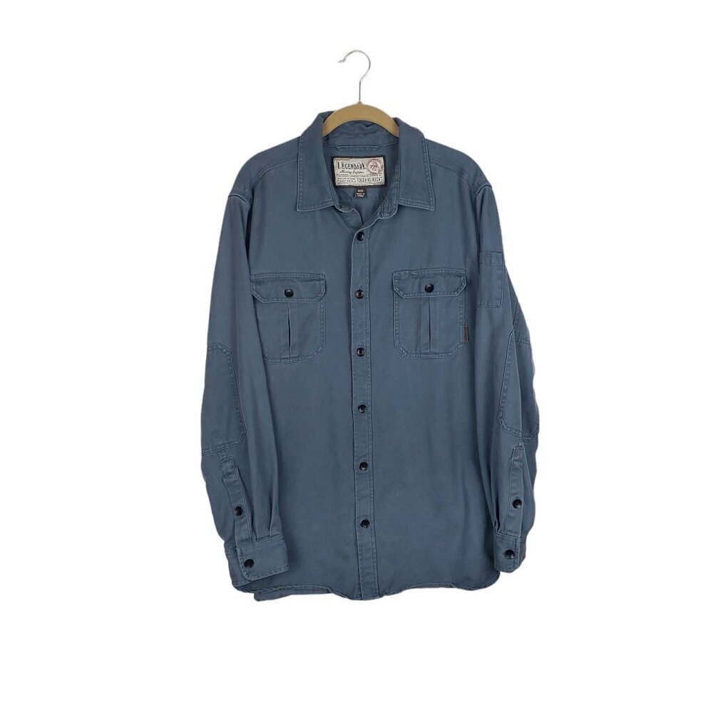 Legendary Whitetails Heavyweight Button Up Shirt Blue Long Sleeve Mens Size M
